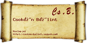 Csokán Bálint névjegykártya